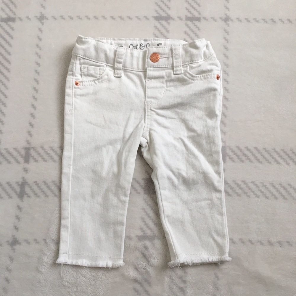 Cat & Jack white jeans, size 12 months